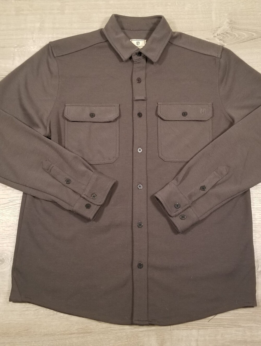 Born Primitive Woodsman Stretchy Flannel Button Down Shirt Mens Large Gray